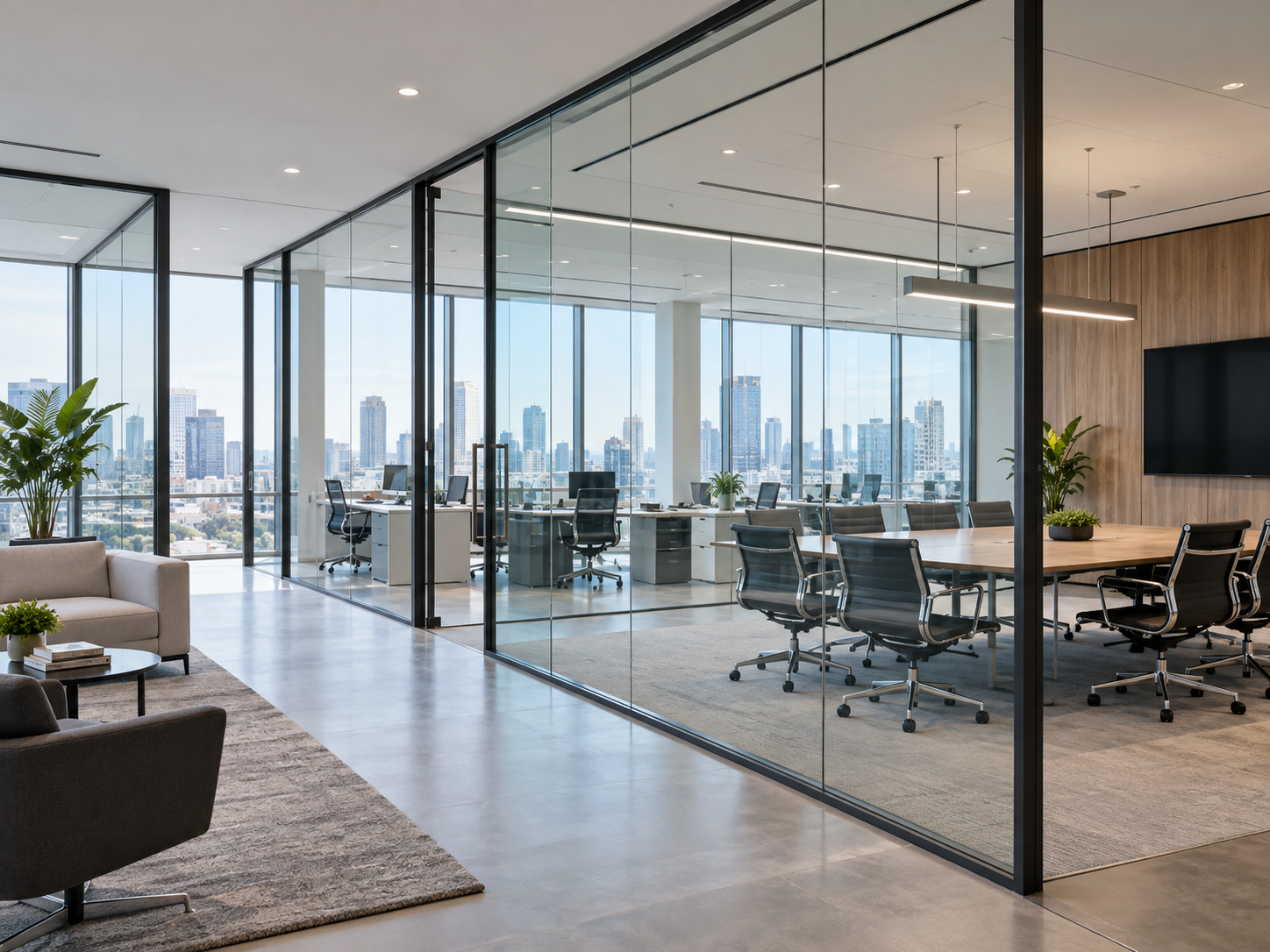 Modern glass office partition
